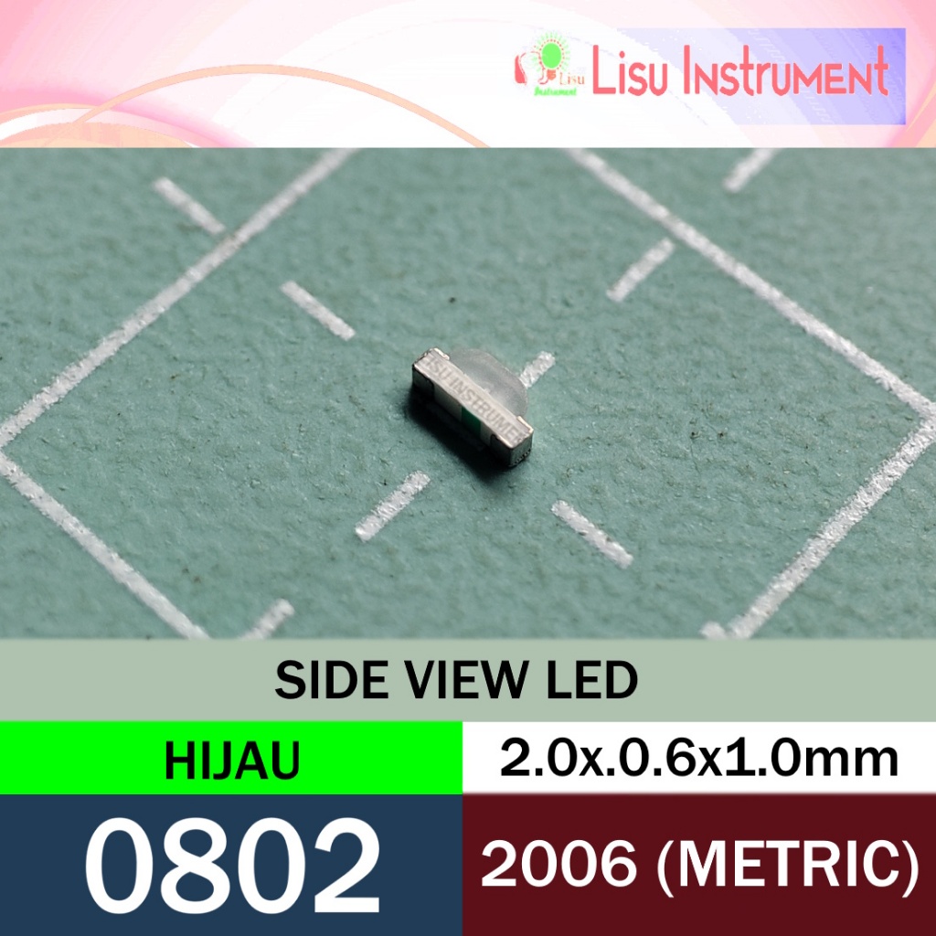HIJAU 0802 (2006 Metric) มุมมองด้านข้าง LED SMD 0805 สีเขียว