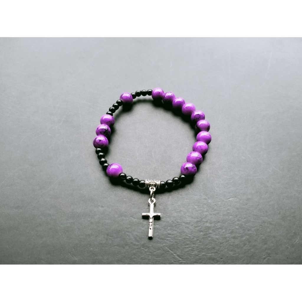 G1716 หยกแก้วคริสตัล HEAVY PEARL ROSARY BRACELET