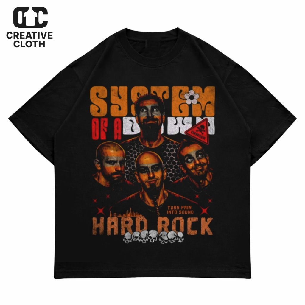 เสื้อยืด OVERSIZE SYSTEM OF A DOWN BAND HARD ROCK | เสื้อยืด OVERSIZE BLACK STYLE Y2K VINTAGE BOOTLE