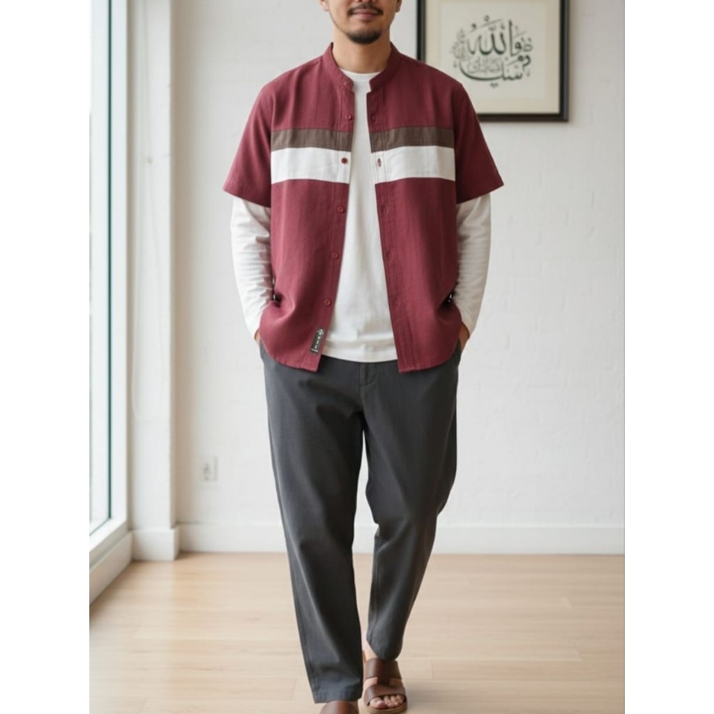 KAMEJA เสื้อเชิ้ตแขนสั้นผู้ชาย Koko - ผ้าลินินระดับพรีเมียม - การผสมผสาน 3 สี - ลําลองและทํางาน [NES