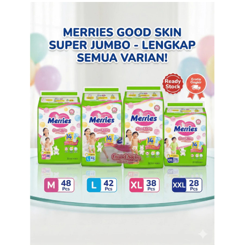 Byberilkids - Merries Pants Good Skin Super Jumbo M48/L42/XL38/XXL28 BABY DIAPERS Pants TYPE