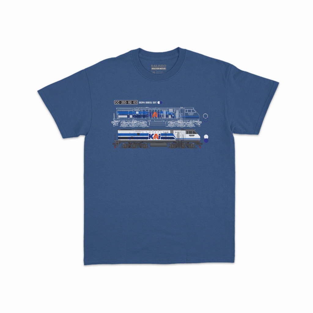 Railindo เสื้อยืดหัวรถจักรสําหรับผู้ใหญ่ CC 203 WNB WUMBO Monoline