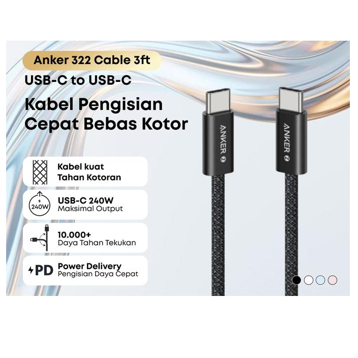 Anker PD USB Type C ถึง C สายเคเบิลข้อมูลชาร์จเร็วสูงสุด 240W 3ft 6ft / Anker สายชาร์จ TypeC สาย