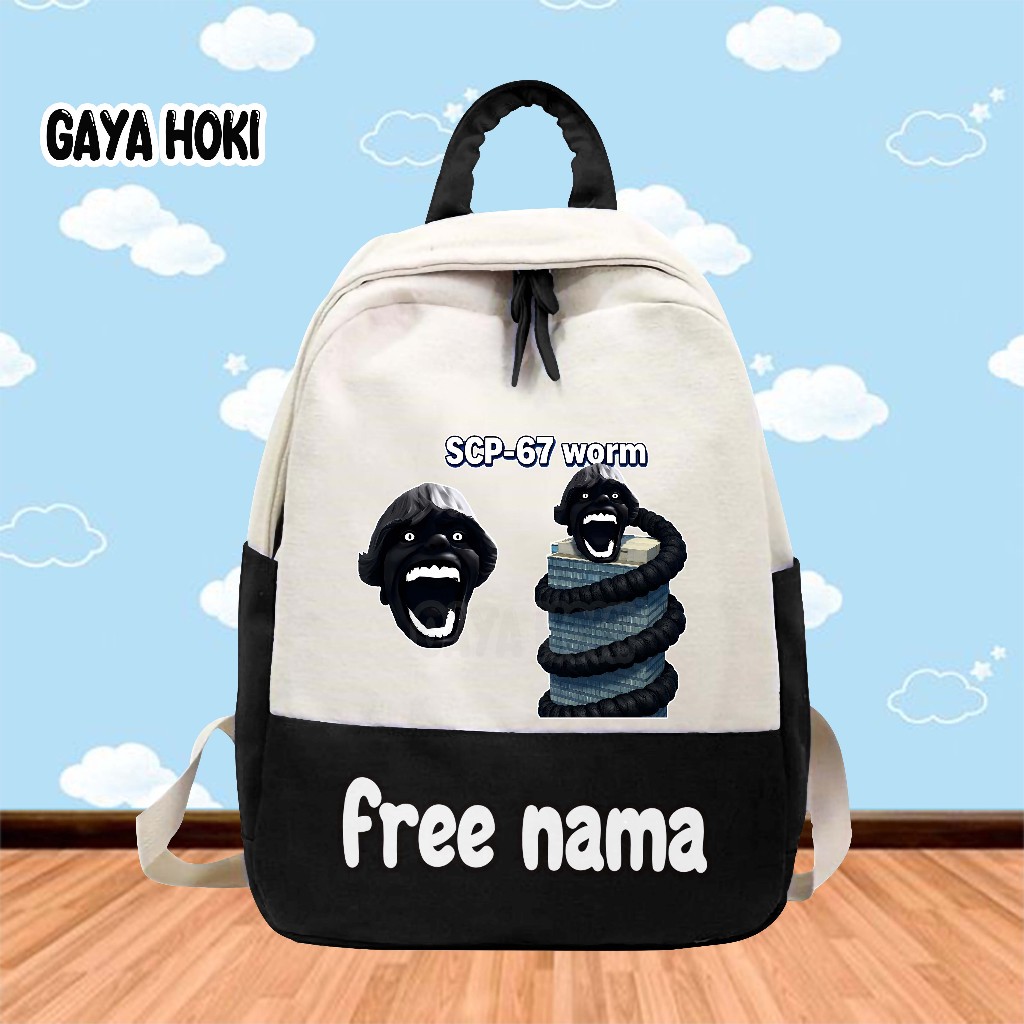 [FREE NAME] กระเป๋าเป้โรงเรียนอนุบาล/ประถมศึกษาพร้อมภาพ SCP 67 WORM ROBLOX