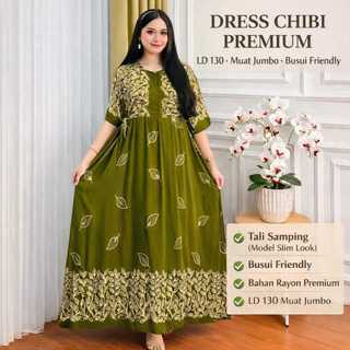 Daster Chibi Dress Chibi Lengan 3/4 Kekinian Terbaru Busui Friendly Kancing Depan Bisa untuk Ibu Hamil Menyusui Busui Friendly