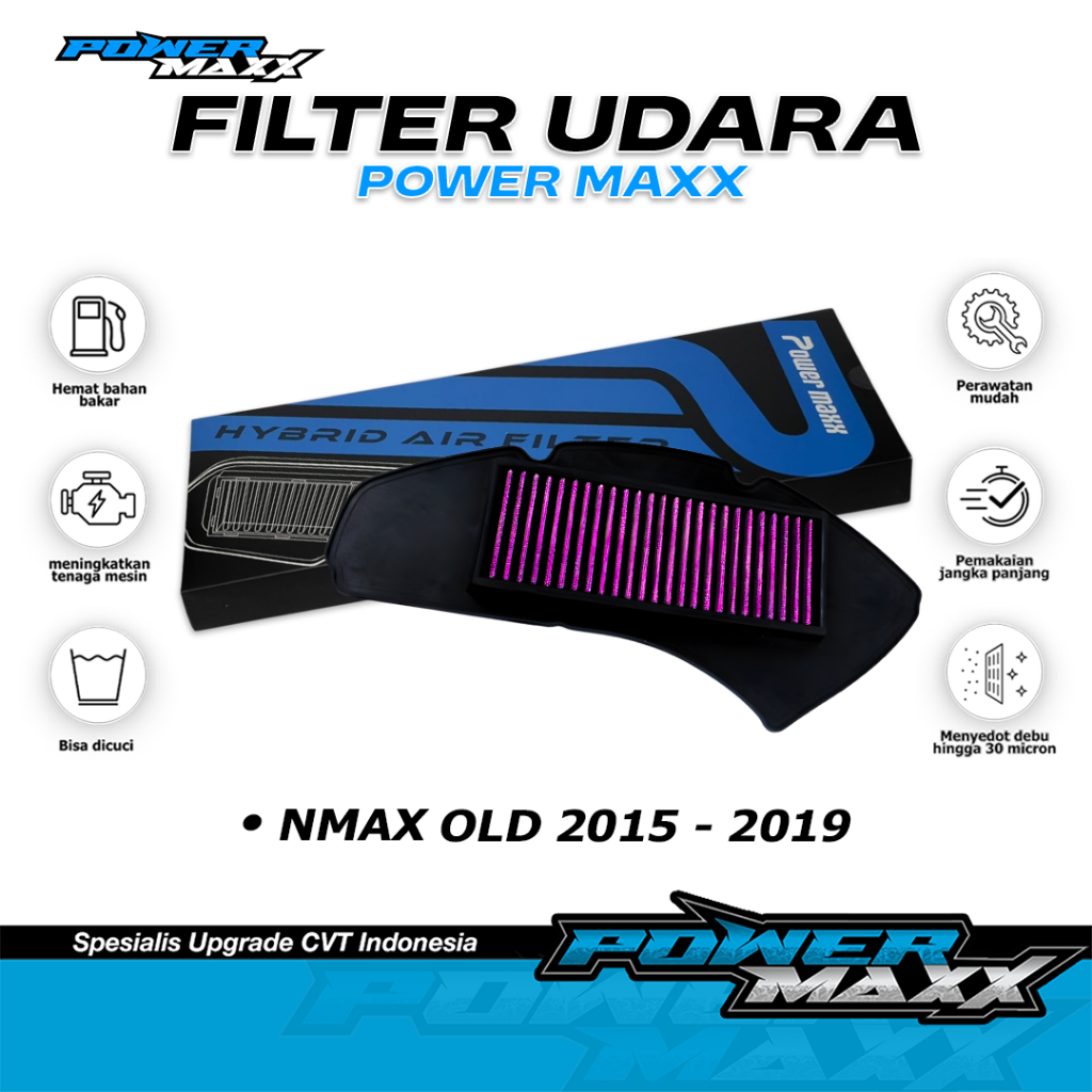 กรองแอร์ Yamaha Nmax OLD HYBRID - NMAX 2015-2019 Filter - NMAX 2018 - WASHABLE - POWERMAXX RACING