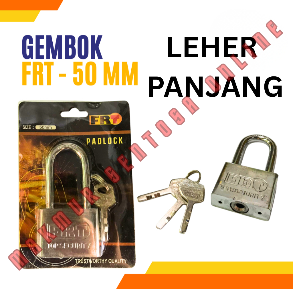 แป้นยาว 50 มม./ลองคอ FENCE PADLOCK 3 KEY FRT