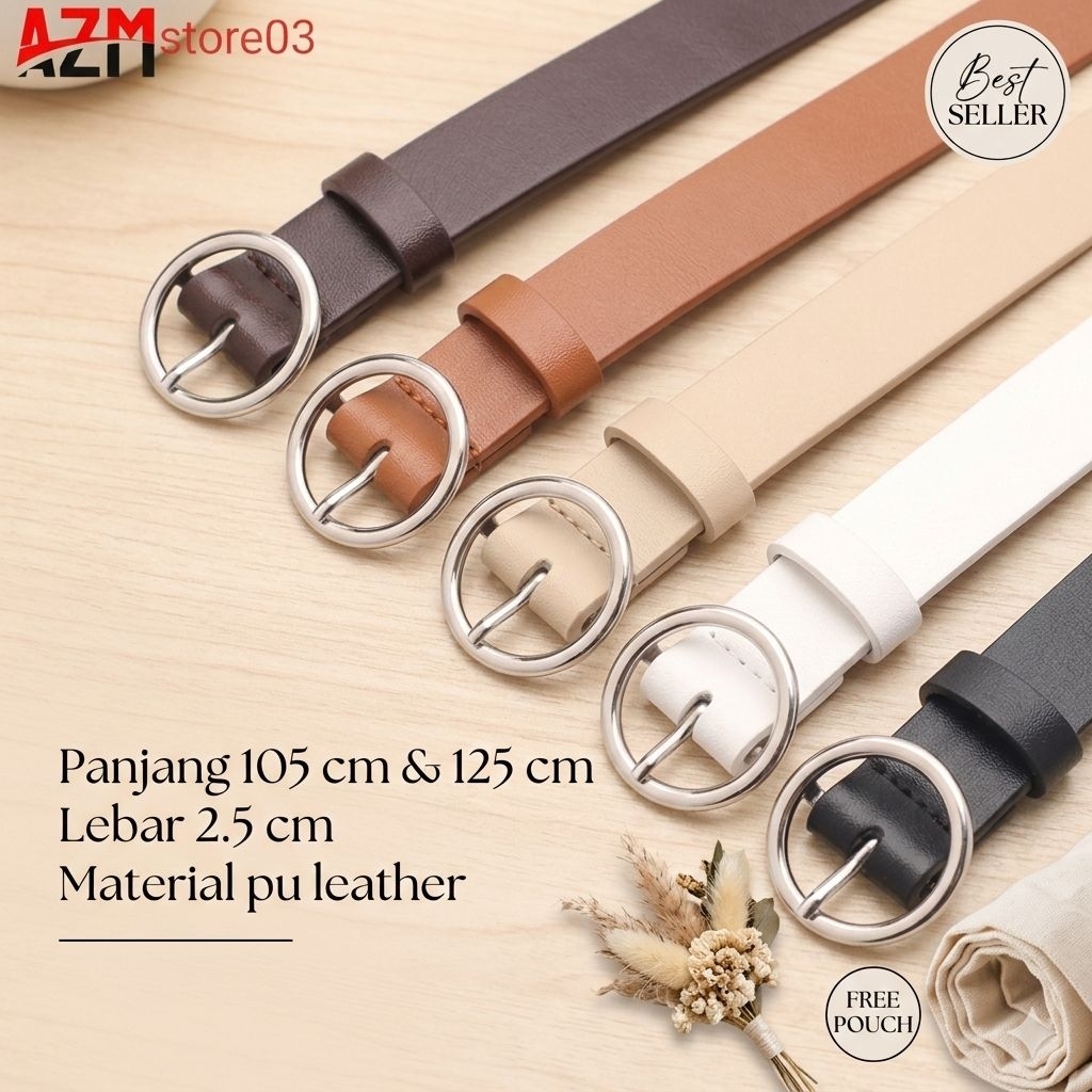 KOREAN FASHION เข็มขัดผู้หญิง Round RING BELT JB_036