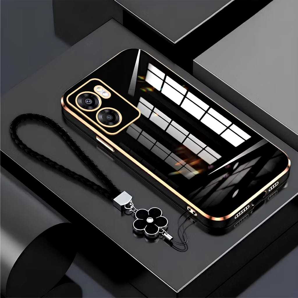 เคส Oppo A57 A77s หรูหราเคลือบเงาพร้อมเชือกเส้นเล็กดอกไม้ Manis Store