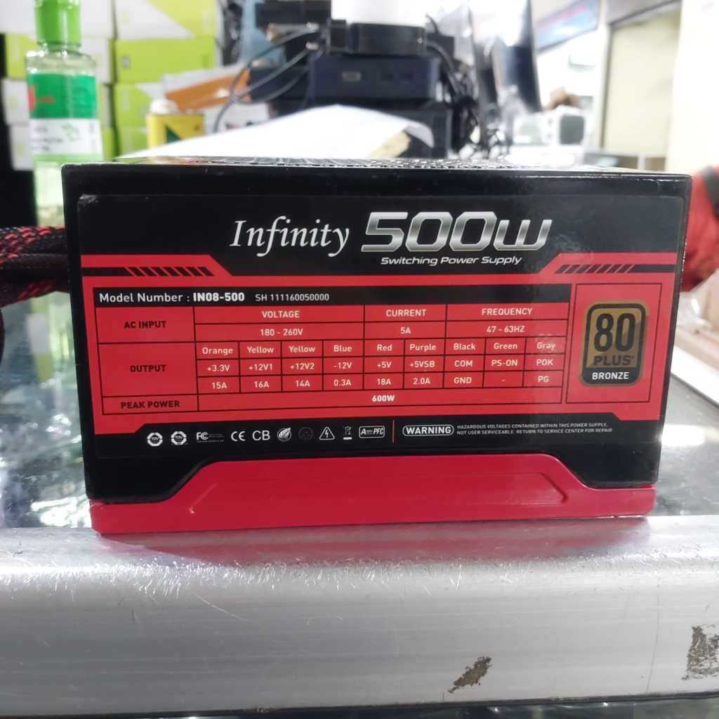 Infinity PSU Powersupply 500W 24pin & 6pin PCI Express 80 Plus Bronze PSU คอมพิวเตอร์สําหรับเล่นเกม