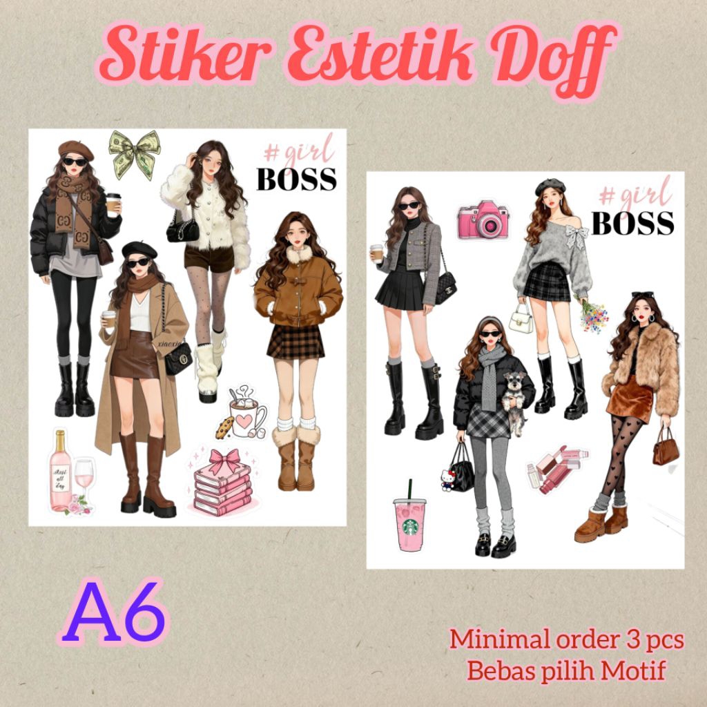 น่ารัก A6 Journal สติ๊กเกอร์ ติดสมุดรายวัน ไม่ตัดความงาม Doff สติ๊กเกอร์