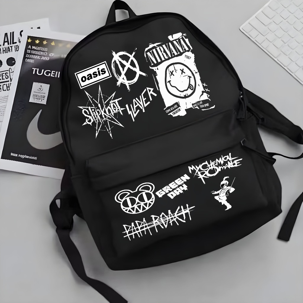 กระเป๋าเป้โรงเรียนเด็กชาย Elementary School with All Band Metal Style Motif เท่ๆ สุดฮอต 2026