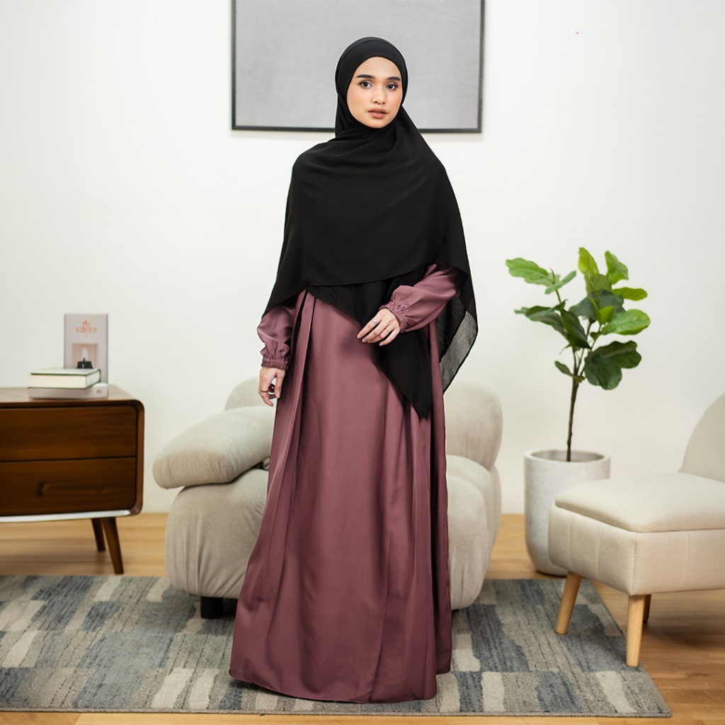 TUBITA – Camila Dress Rose Taupe, Umrah Abaya Gamis (Simple/Basic Style)