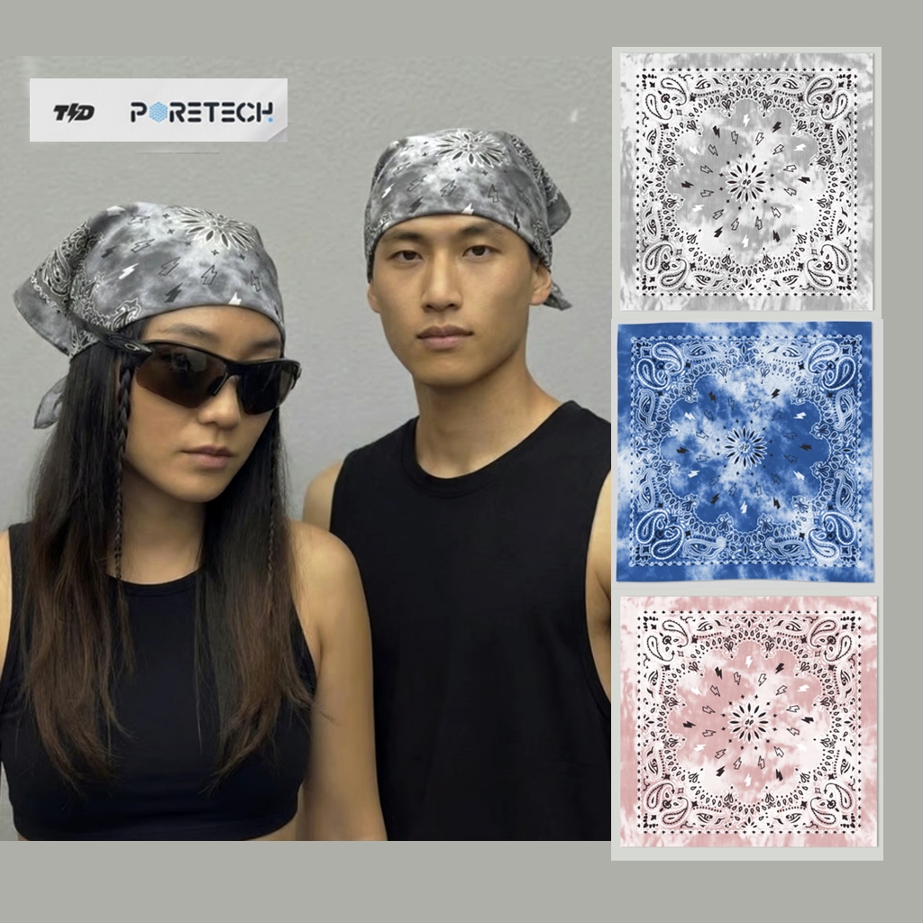 TDACTIVE Bandana Kalcer Running Grey PORETECH 52cm x 52cm ABA28 Blue White ABA29 สีเทาอ่อน ABA30 สีช