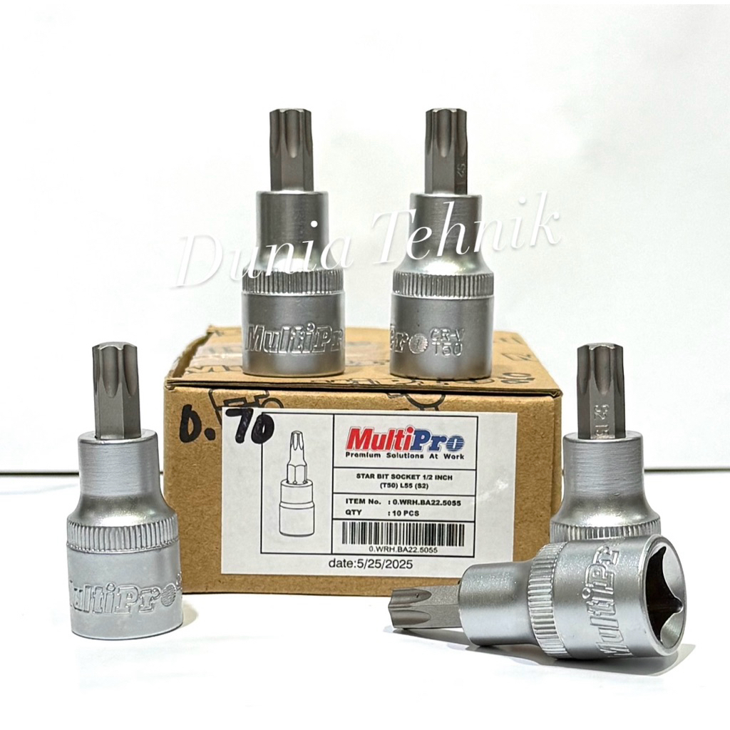 MATA MULTIPRO Star L-Shaped Socket Bit T50 Star Bit Socket T50 1/2 "Star Socket L-Shaped Star T50 So