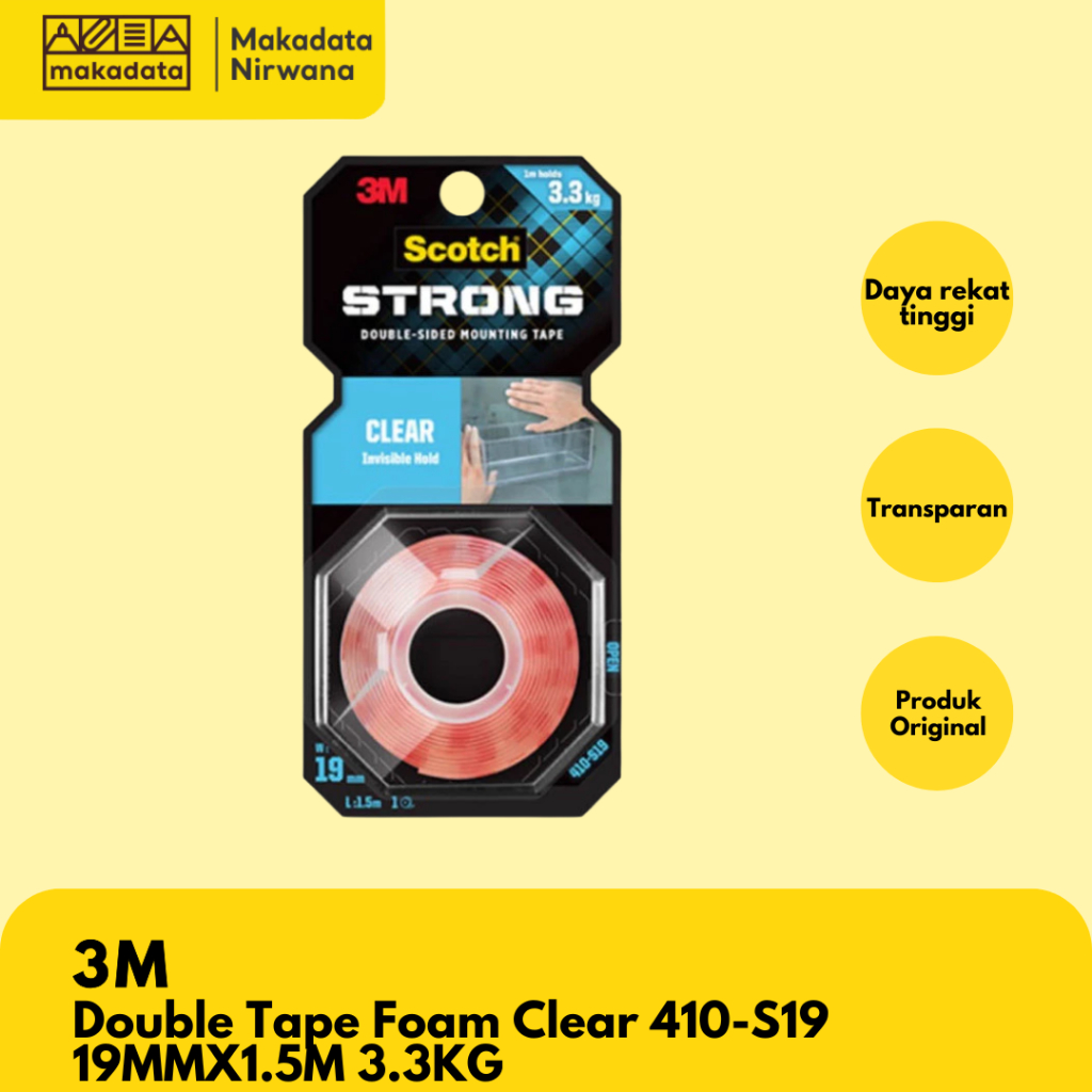 3M MOUNTING FOAM DT CLEAR 19MMX1.5M 3.3KG 410-S19 (1 ชิ้น)