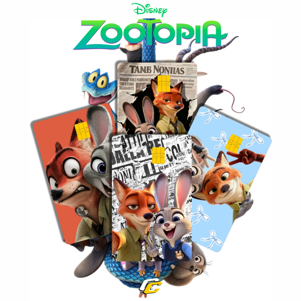 สติ๊กเกอร์การ์ด SKIN CARD ATM DEBIT CREDIT CARD KTP E-MONEY สติ๊กเกอร์ ZOOTOPIA NICK และ JUDY PROTECTOR MOTIF