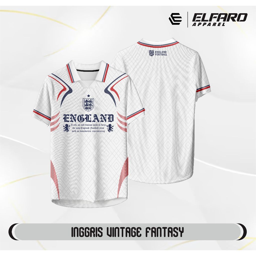Jersey Fantasy England Vintage Retro Jersey England World Cup 2026 Fans Series พิมพ์เต็มรูปแบบ