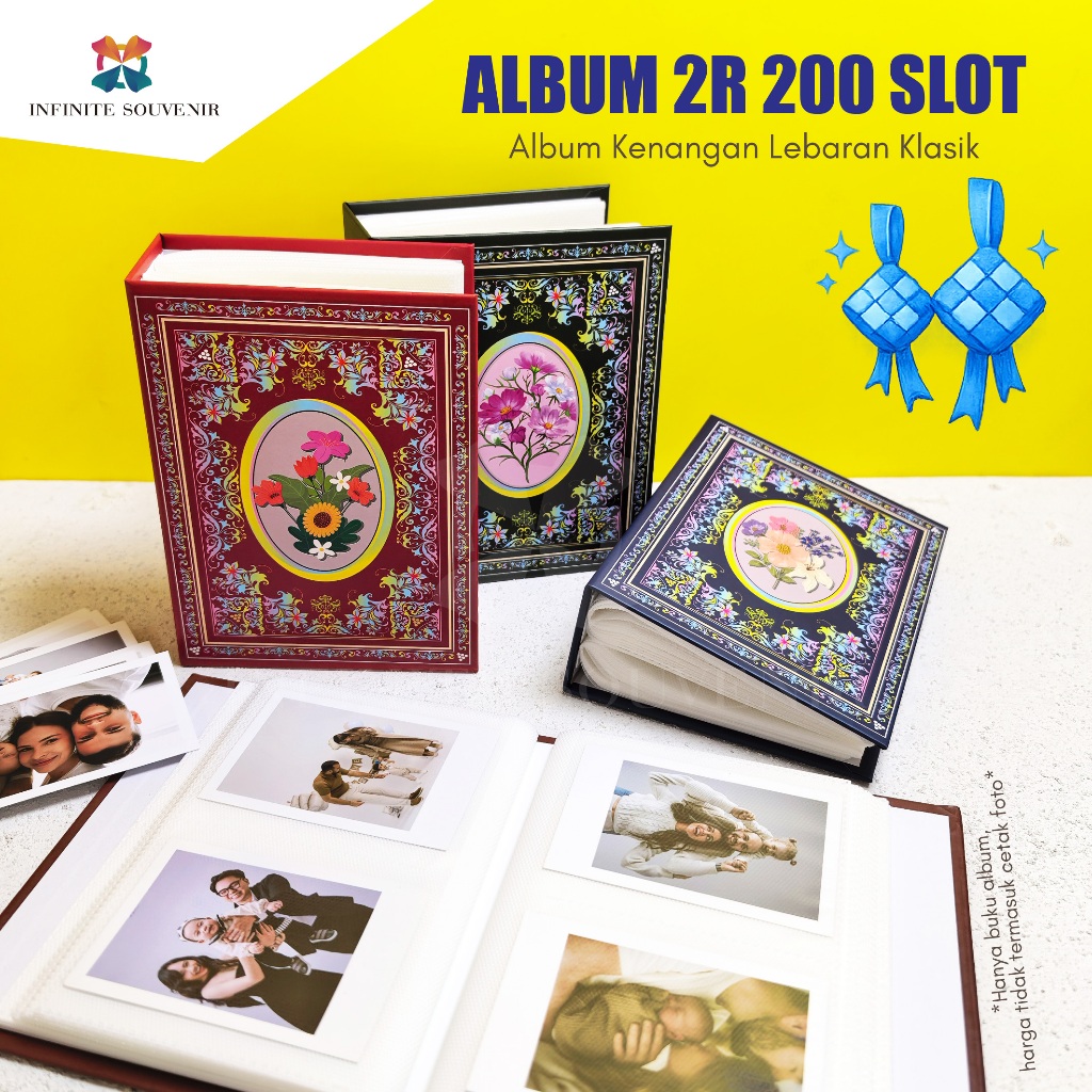 Aesthetic 2R 200 Slot Photo Album Book สําหรับ Homecoming & Silaturahmani Photos / Vintage / Classic