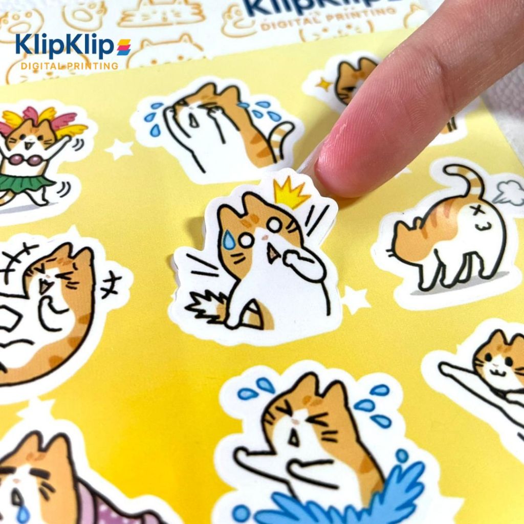 KLIPKLIP - Cute Expression Glossy Orange Cat Sticker Pack 1.5–2.5 cm Orange Cat Sticker Set