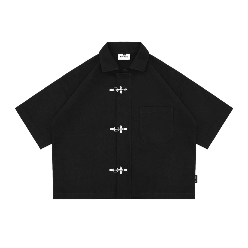 เสื้อทํางาน Satisfaction Fireman Claps Preach สีดํา