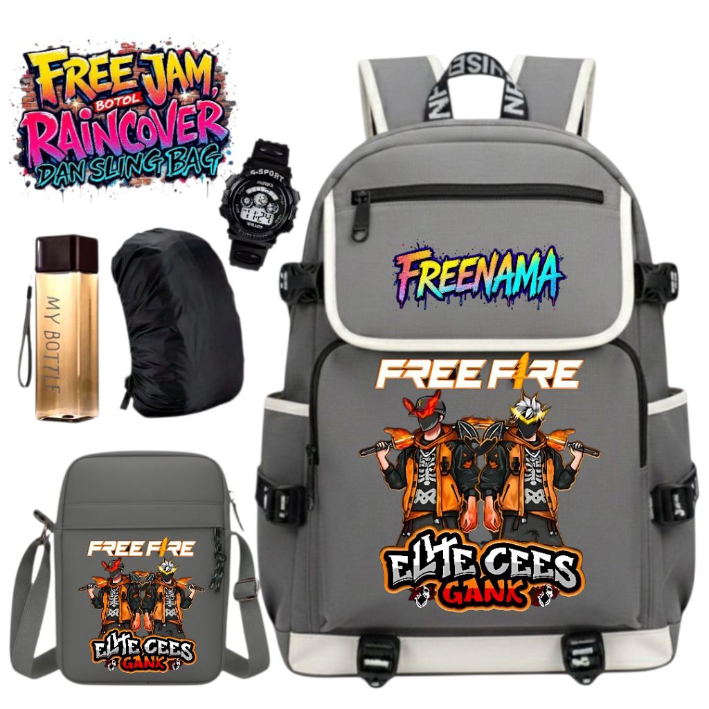 กระเป๋าเด็กชาย Freefire Character พร้อมชื่อแบบกําหนดเอง - กระเป๋าเป้โรงเรียนเด็ก Freefire FF103