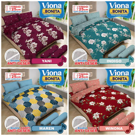 BONITA VIONA KING SIZE BEDCOVER / BONITA BEDCOVER 180x200 FLAT SET / BONITA BEDCOVER KING