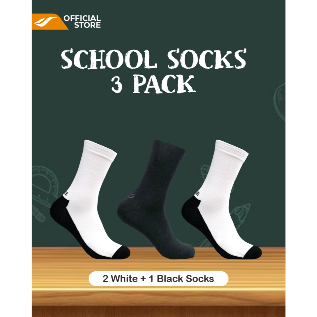 [DESLE SCHOOL 3 PACK] BUNDLING SET 3 IN 1: DESLE SCHOOL SOCK 2 WHITE + DESLE SCHOOL SOCK BLACK