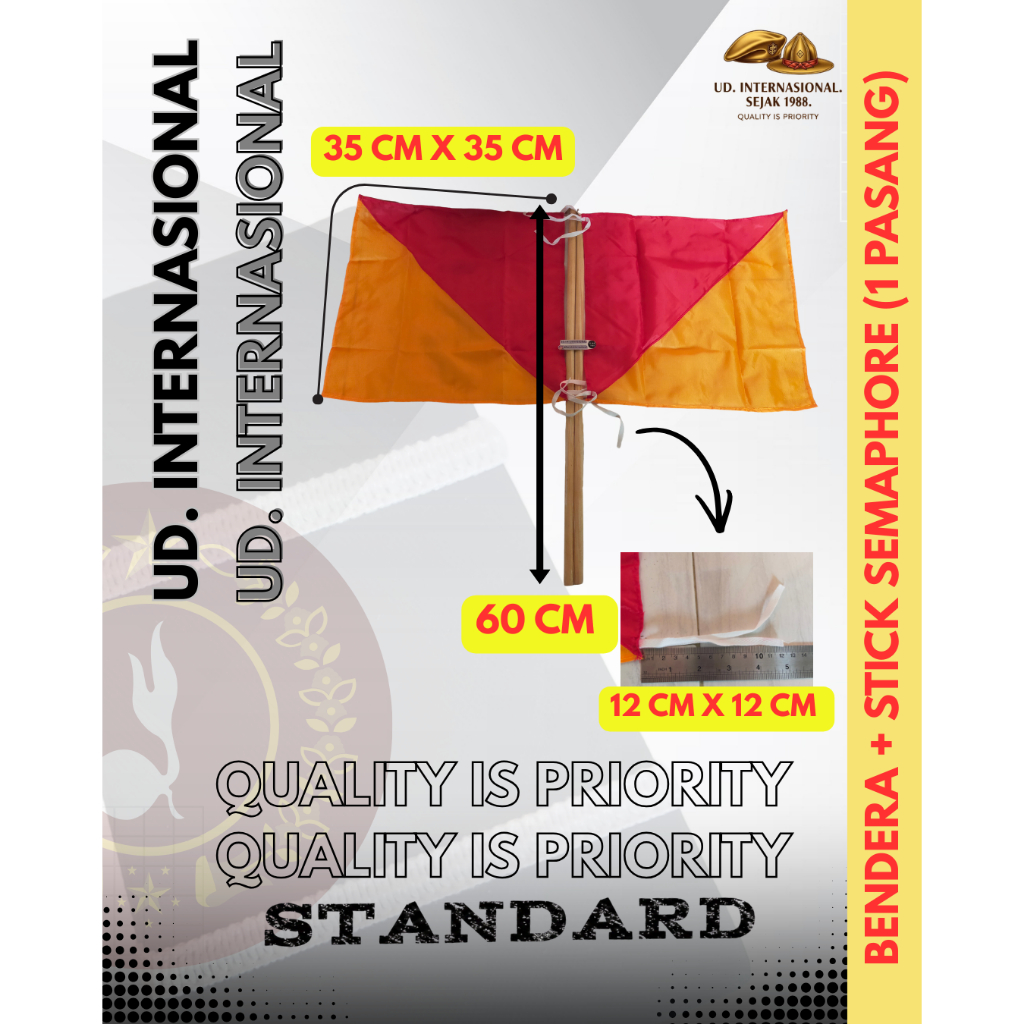 SEMAPHORE SET 1 PAIR OF STICKS & 1 PAIR OF SATIN FLAGS