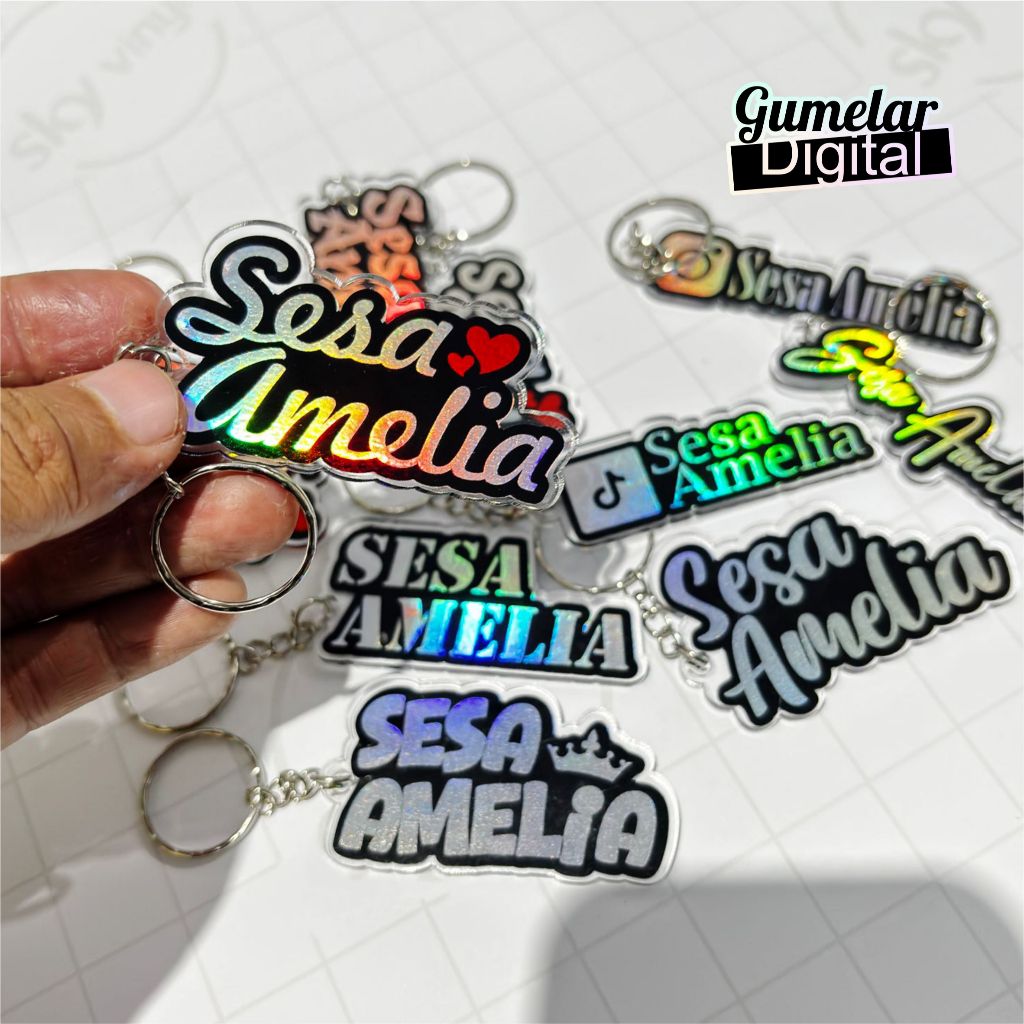 CUSTOM HOLOGRAM NAME KEYCHAIN CUSTOM HOLOGRAM KEYCHAIN ฟรีชื่อและโลโก้