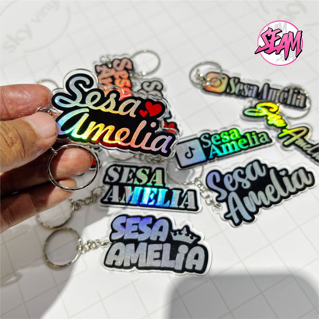 CUSTOM HOLOGRAM NAME KEYCHAIN CUSTOM HOLOGRAM KEYCHAIN ฟรีชื่อและโลโก้