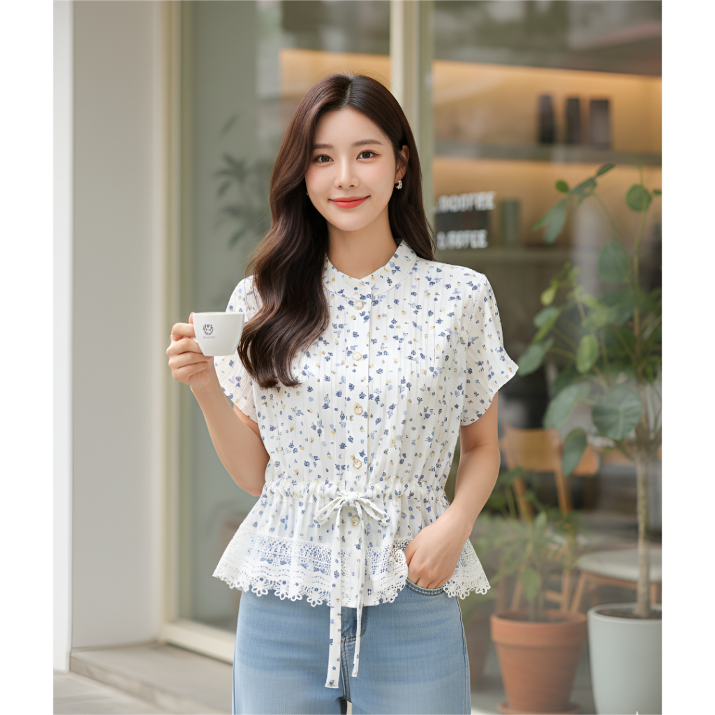 [BELLS] MICHA TOP | งานลําลองเกาหลีพรีเมี่ยม TOP | FASHION WOMENS SHORT-SLEEVED BLOUSE (CV - BL 108)