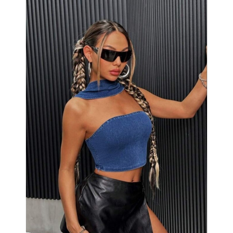 FYF_A1106 - เสื้อแจ็คเก็ตยีนส์ยืดคล้องคอ