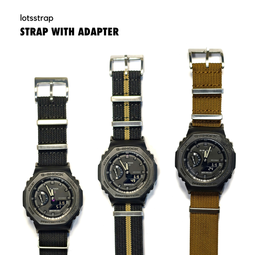 NATO ไนลอน Ribbed สายนาฬิกา 16 มม.22 มม. + อะแดปเตอร์ Gshock Quick Release ใช้งานร่วมกับ GA2100 DW56