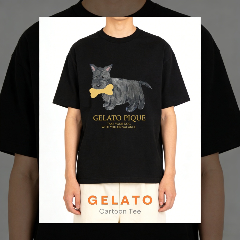 Gelato Pique Official Store เสื้อยืดการ์ตูน Scott Terrier motifs เสื้อยืด Unisex เสื้อยืด Distro สีด
