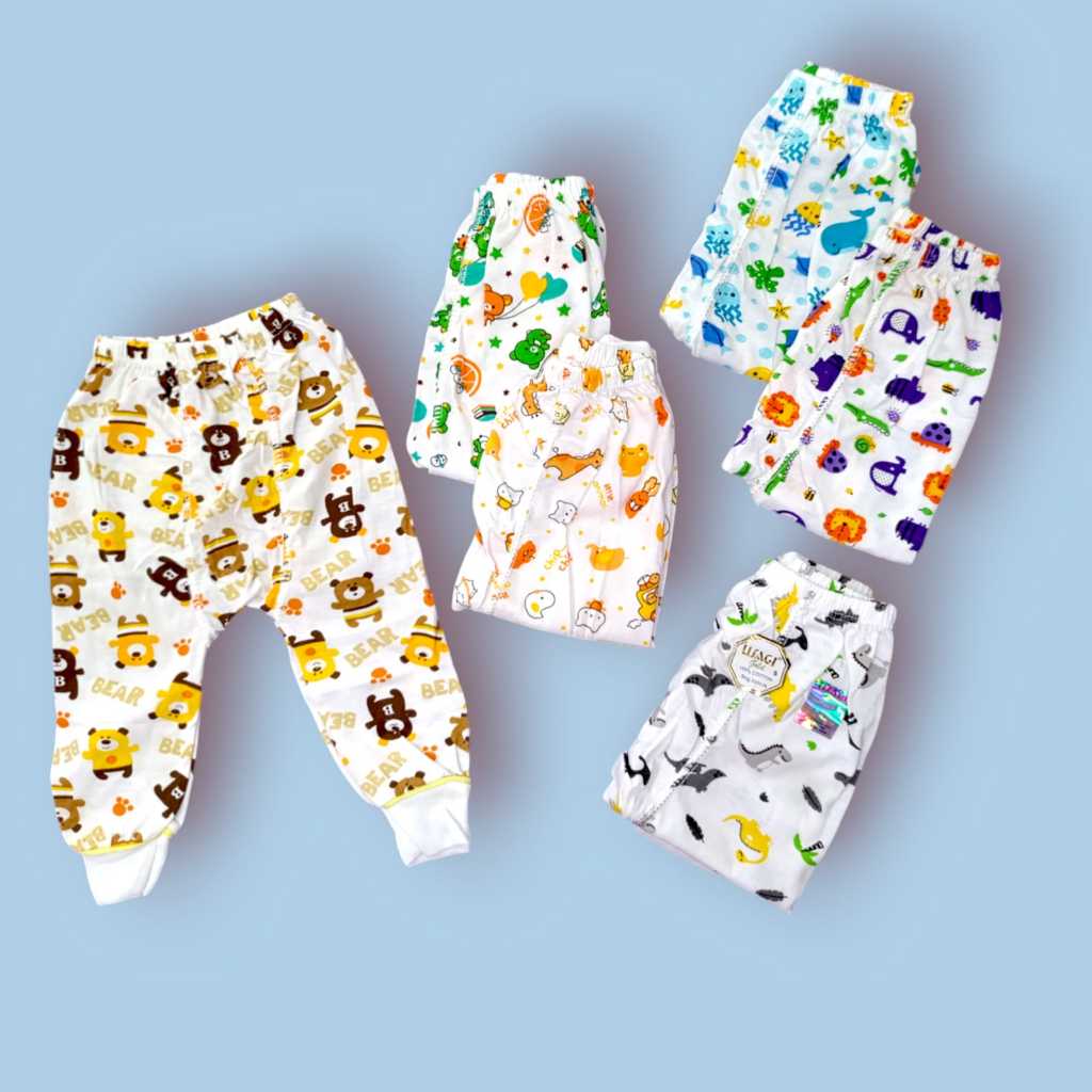 (1 ชิ้น / 3 ชิ้น) USAGI PAMPERS LONG PANTS FOR BABY FULL PRINT สีขาว SNI