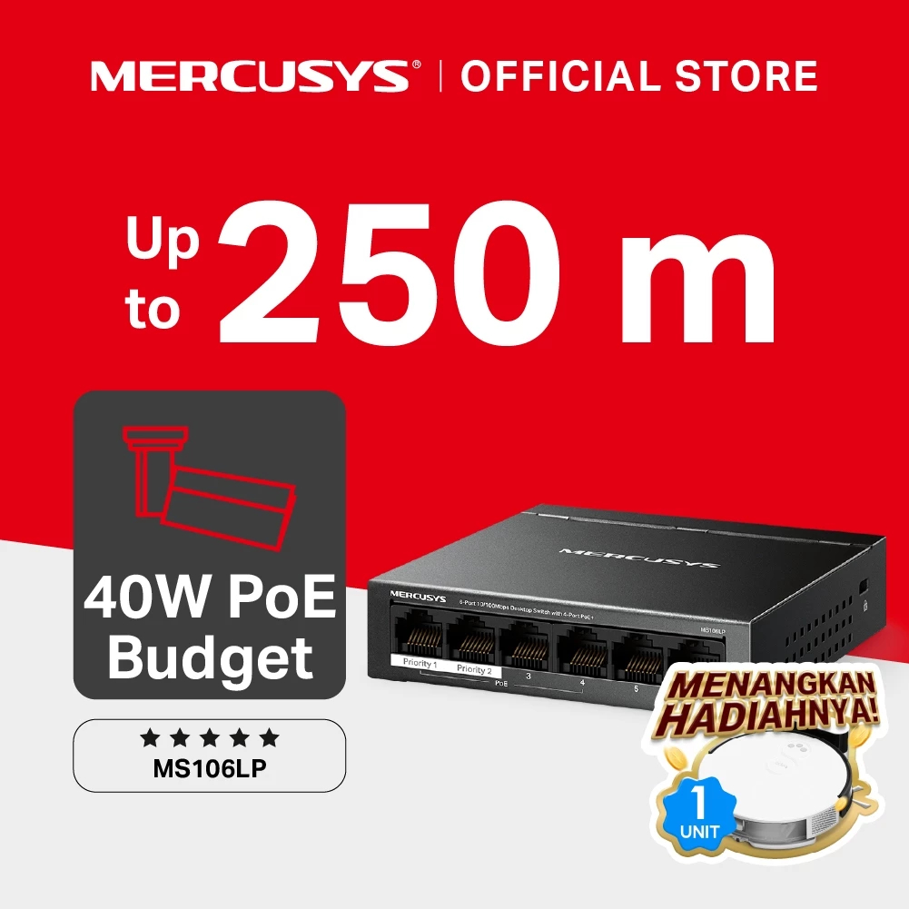 SWITCH POE MERCUSYS 6-Port PoE+ สวิตช์ MATARAM REMBIGA