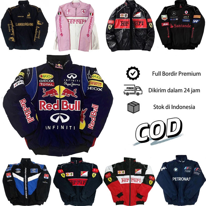 Ferrari F1 Red Bull Unisex Varsity Baseball Bomber Jacket เสื้อรถจักรยานยนต์ผู้ชาย