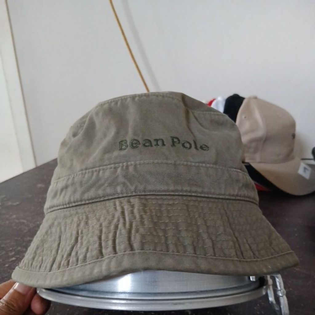 KATUN หมวกบักเก็ตผ้าฝ้ายหนานุ่ม สีกองทัพเจ็ท เย็บเรียบร้อย BEANPOLE มือสอง Original ไซส์ SM รอบ 57cm
