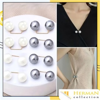 HC Bros Mutiara Ganda Anti-luntur 3Pcs Bross Elegan Indah Untuk Wanita Sweater Cardigan Klip Mantel Gaun Perhiasan Mutiara Peniti Anti Slip 3 PCS