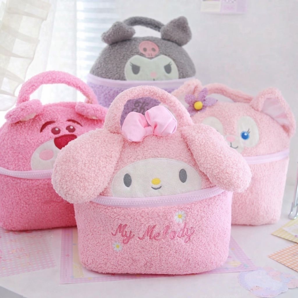 กระเป๋านําเข้าน่ารัก / SANRIO CARRY BAG / MAKE UP BAG / CINNAMOROLL KUROMI MELODY FUR BAG