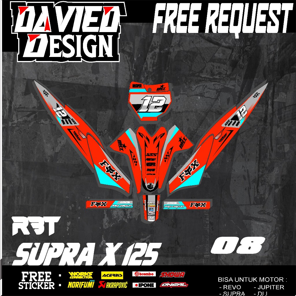 สติ๊กเกอร์ RBT SUPRA X 125 Bebek Modif Supermoto YZ Crf Klx Rbt ออกแบบใหม่ 25 08 ล่าสุด supra x 125