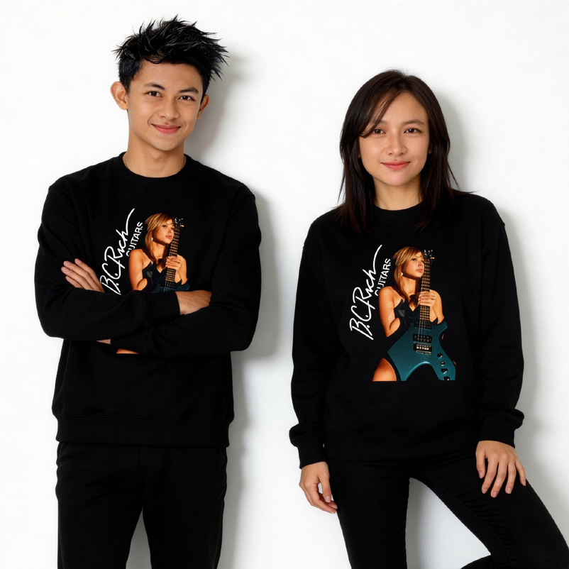 BC Rich Guitars Crewneck Sweatshirt วัสดุผ้าฟลีซ | คอกลมลําลอง Unisex | เพียงสั่งซื้อตอนนี้