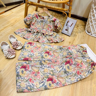DIORA - SETELAN ANAK COUPLE 1-9 TAHUN/ ONE SET ANAK ADEM BAHAN RAYON MOTIF BUNGA HOMEDRESS