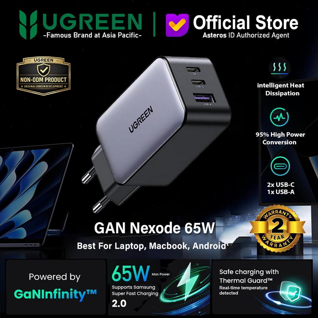 ชื่อผลิตภัณฑ์ UGREEN NEXODE GAN 65W grey / 10335 65 วัตต์ 65 วัตต์ สีเทา scp pps pd 3.0 4.0 หัวชาร์จ