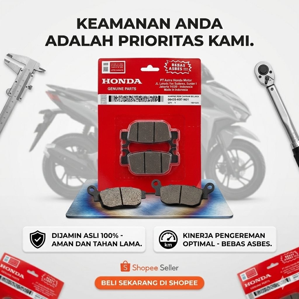 ผ้าดิสเบรคหลัง PCX / ADV / VARIO / STYLO Original Honda อะไหล่แท้ 06435K97N01