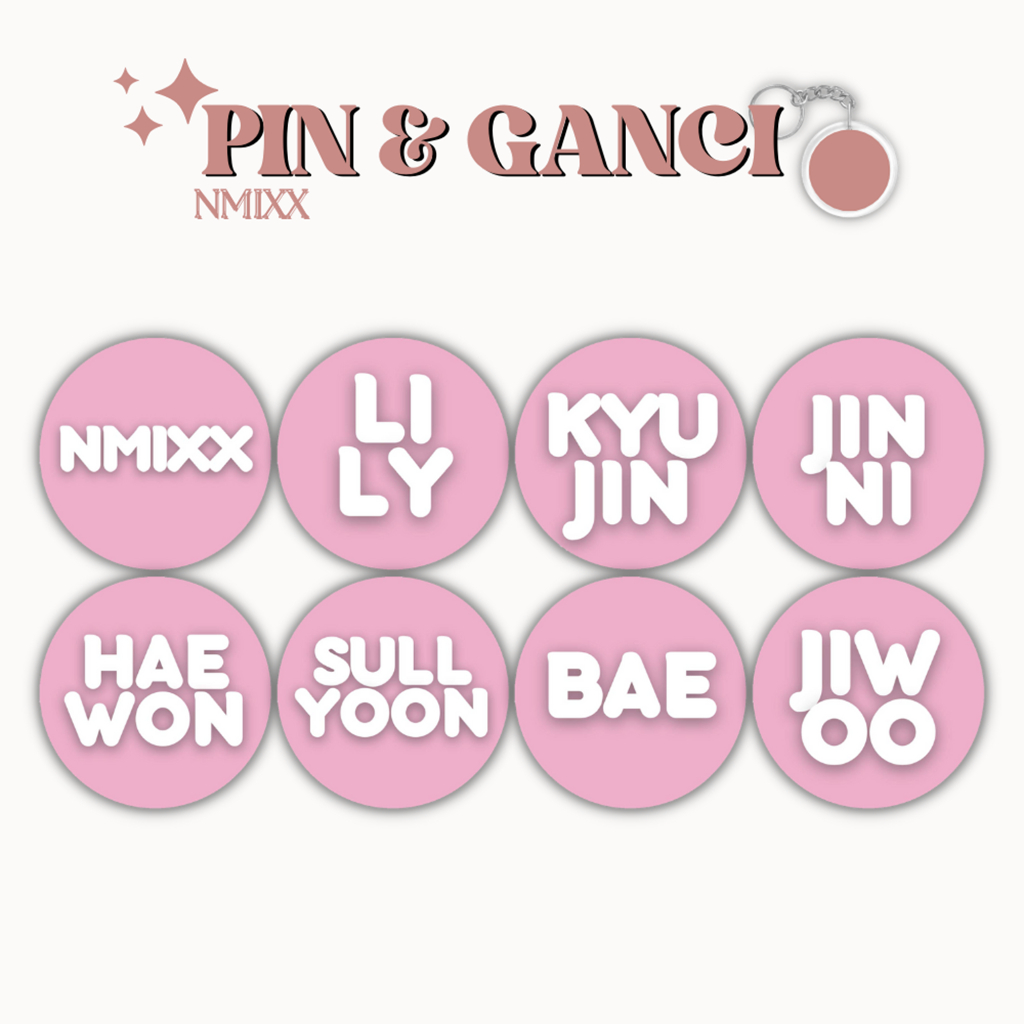 GANTUNGAN HOLOGRAM KEYCHAIN NMIXX PIN NAME PINK KEYCHAIN 58 MM KPOP KEYCHAIN UNOFFICIAL HAEWON LILY