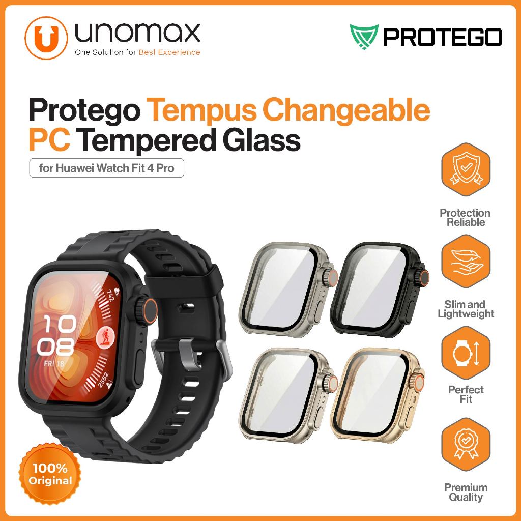 เคสนาฬิกา Huawei Watch Fit 4 Pro Protego Tempus ปลอกกระจกนิรภัยพีซีแบบเปลี่ยนได้ (PT-0005)