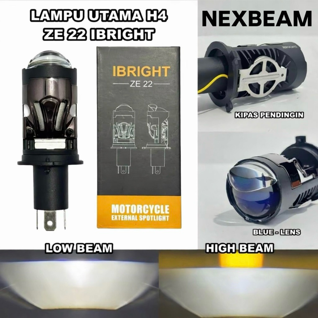 เบ้าไฟหน้า h4 Ibright Ze22 - เลนส์ mini blossd ibright ze22 สีน้ําเงิน