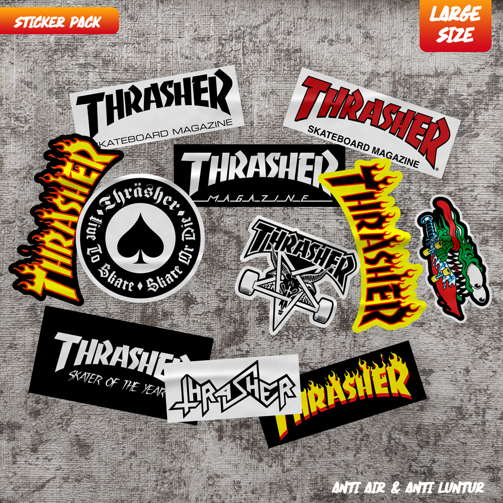 Thrasher Distro สติ๊กเกอร์ขนาดใหญ่ 11 ชิ้นเคส HP หมวกกันน็อคแล็ปท็อป